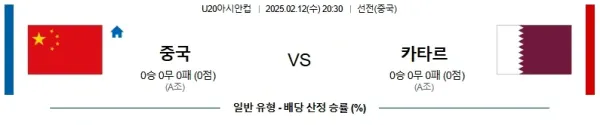 02월12일 중국 카타르 U20아시안컵 분석 이미지