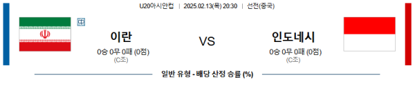 02월13일 이란 인도네시아 U20아시안컵 분석 이미지