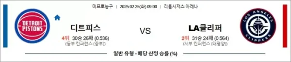 02월25일 디트로이트 vs LA클리퍼스 nba 이미지