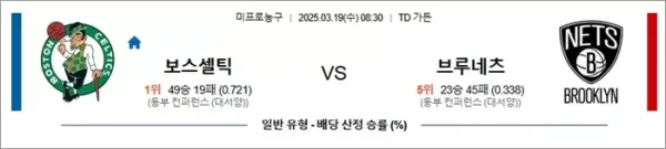 03월19일 보스턴 셀틱스 vs 브루클린 네츠 nba 이미지