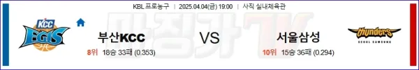 04월 04일 KBL 부산 KCC 서울 삼성 국내농구 이미지