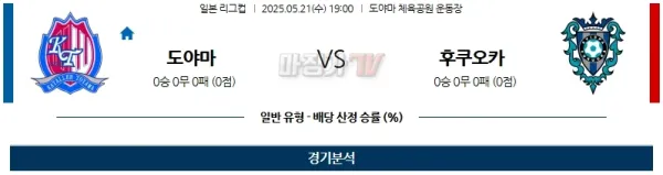 05월 21일 J리그컵 도야마 아비스파 후쿠오카 J리그분석 이미지