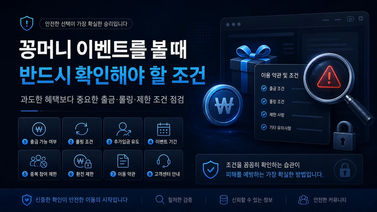 꽁머니 이벤트 조건과 출금 롤링 제한 점검 가이드