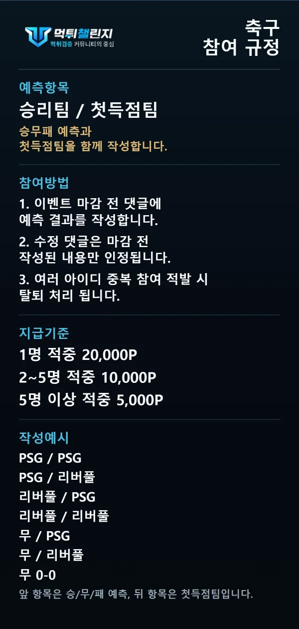 축구 데일리 승무패 이벤트 참여 규정