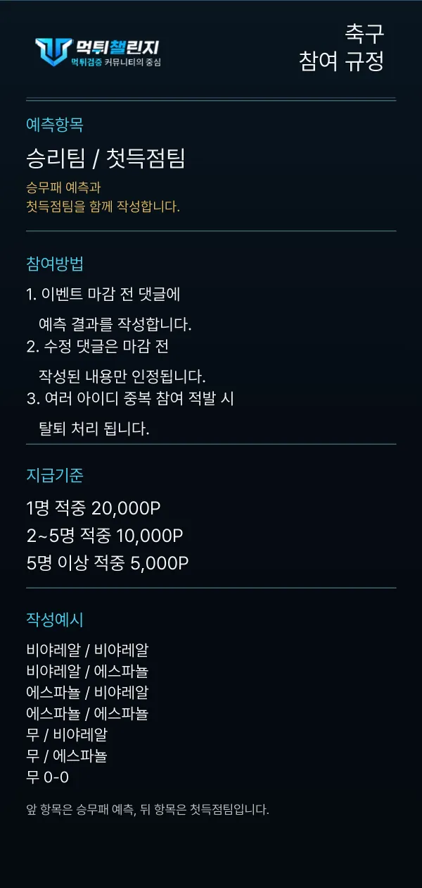 축구 데일리 승무패 이벤트 참여 규정
