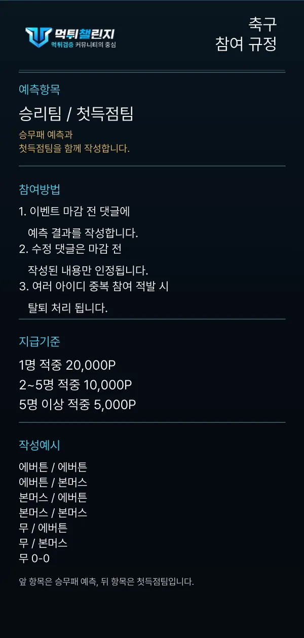 축구 데일리 승무패 이벤트 참여 규정
