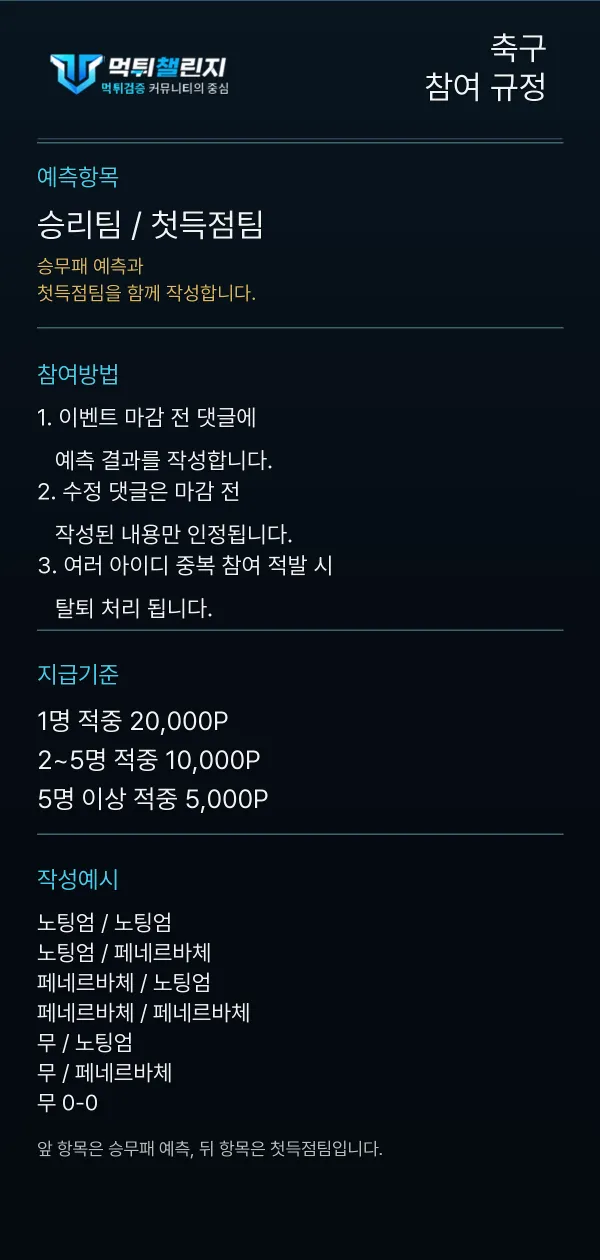 축구 데일리 승무패 이벤트 참여 규정