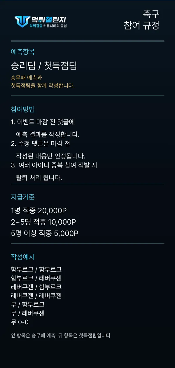 축구 데일리 승무패 이벤트 참여 규정