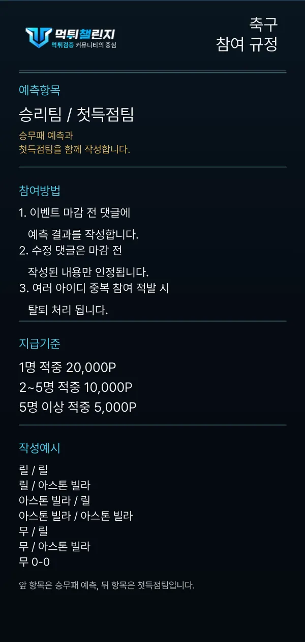 축구 데일리 승무패 이벤트 참여 규정