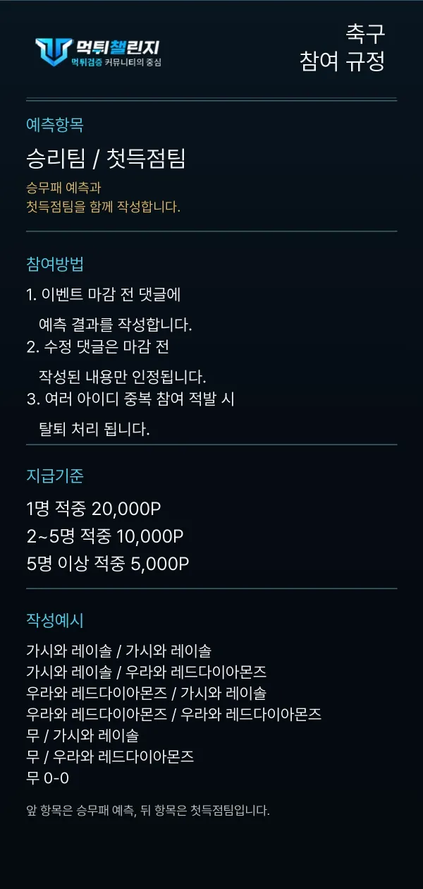 축구 데일리 승무패 이벤트 참여 규정