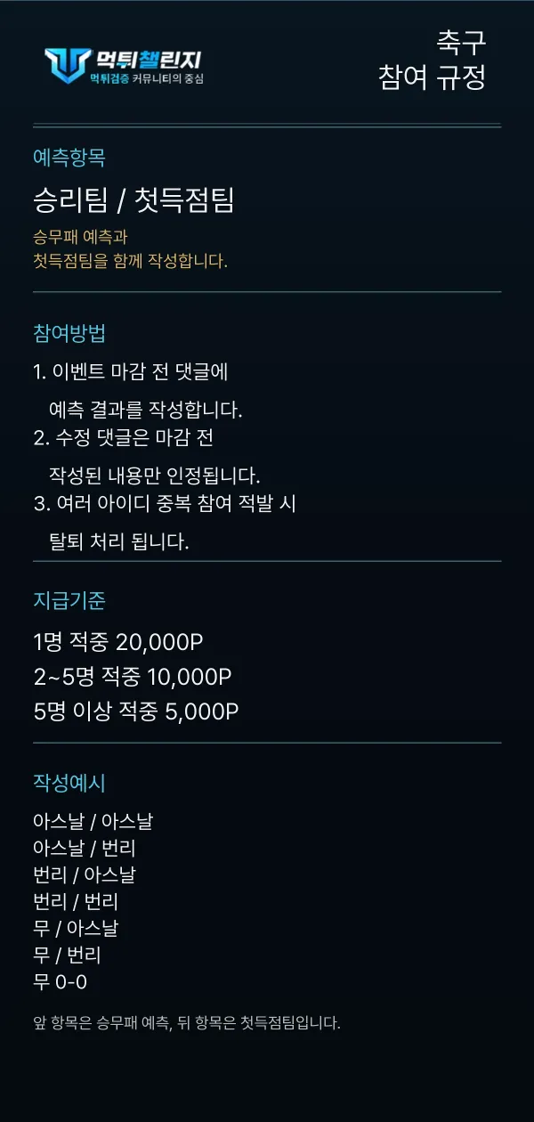 축구 데일리 승무패 이벤트 참여 규정