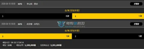 땅콩 일본 야구 배팅과 경기 취소 내역