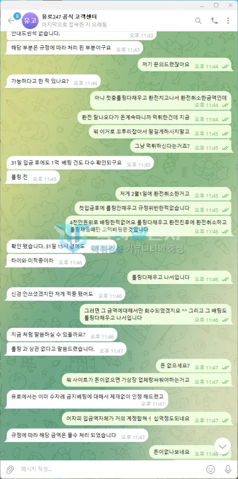 유로247 유로247 피해 신고에 첨부된 배팅·환전·상담 자료 4