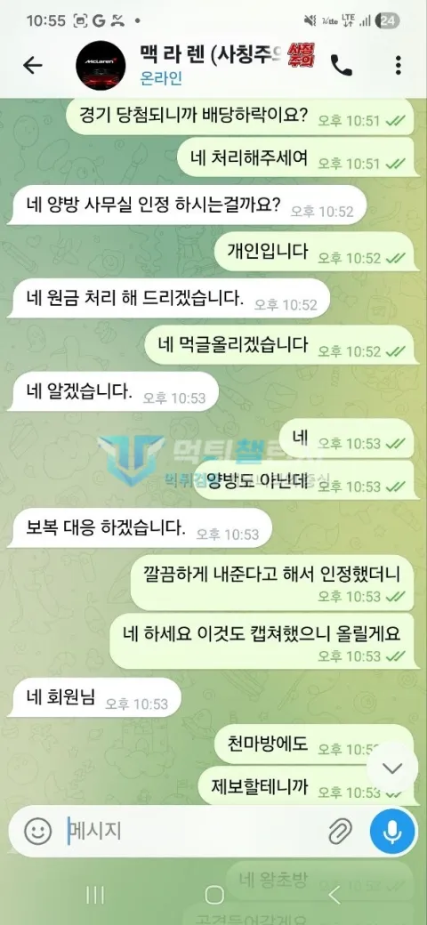 맥라렌 맥라렌 피해 신고에 첨부된 배팅·환전·상담 자료 6