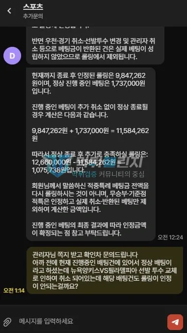 다파벳 다파벳 피해 신고에 첨부된 배팅·환전·상담 자료 20