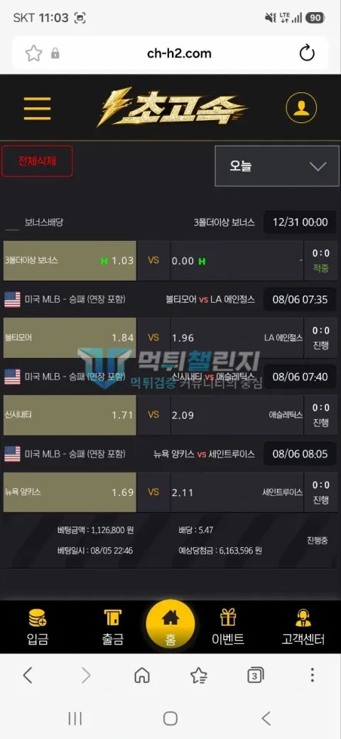 초고속 초고속 피해 신고에 첨부된 배팅·환전·상담 자료 6