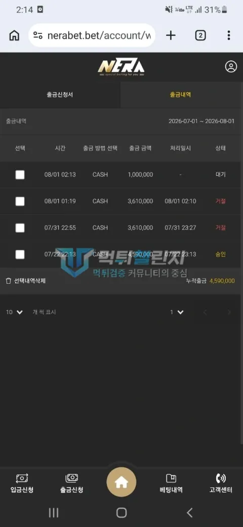 네라벳 네라벳 먹튀 신고 증거자료 2