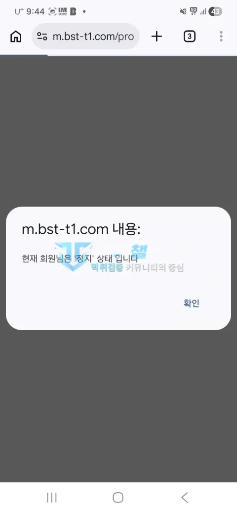 비스팟 먹튀 회원 정지 상태 안내