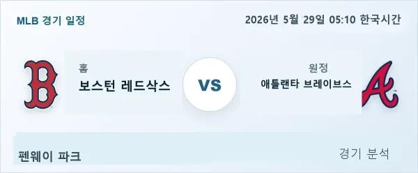 2026년 5월 29일 보스턴 vs 애틀랜타 경기 분석 이미지
