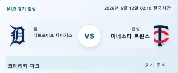 2026년 6월 12일 디트로이트 vs 미네소타 경기 분석 이미지