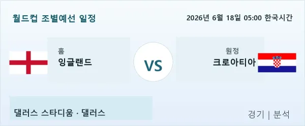 2026년 6월 18일 잉글랜드 vs 크로아티아 경기 분석 이미지