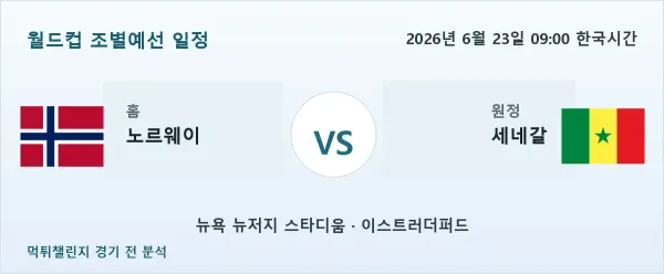 2026년 6월 23일 노르웨이 대 세네갈 경기 분석 이미지
