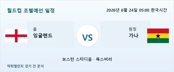 2026년 6월 24일 잉글랜드 대 가나 경기 분석 이미지
