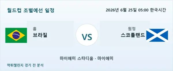 2026년 6월 25일 브라질 대 스코틀랜드 경기 분석 이미지