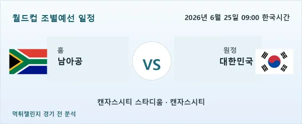 2026년 6월 25일 남아공 대 대한민국 경기 분석 이미지