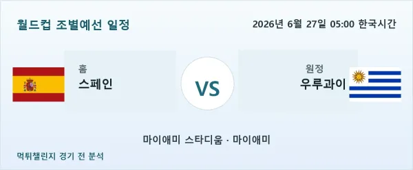 2026년 6월 27일 스페인 대 우루과이 경기 분석 이미지