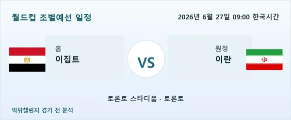 2026년 6월 27일 이집트 대 이란 경기 분석 이미지
