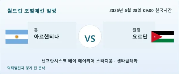 2026년 6월 28일 아르헨티나 대 요르단 경기 분석 이미지