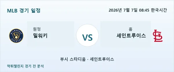 2026년 7월 7일 밀워키 vs 세인트루이스 MLB 경기 분석 이미지