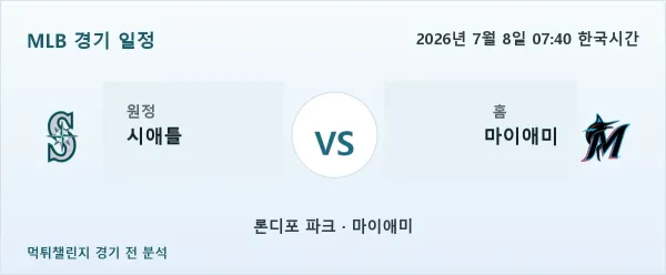 2026년 7월 8일 시애틀 vs 마이애미 MLB 경기 분석 이미지