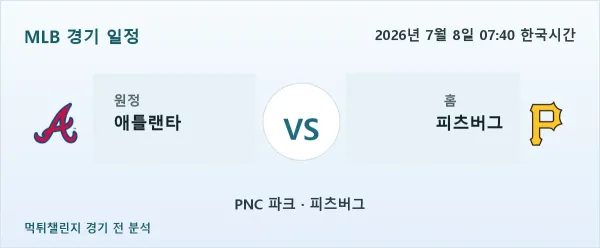 2026년 7월 8일 애틀랜타 vs 피츠버그 MLB 경기 분석 이미지