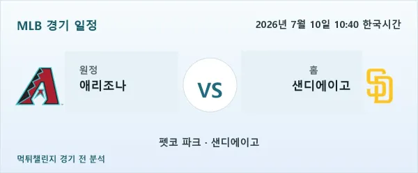 2026년 7월 10일 애리조나 vs 샌디에이고 MLB 경기 분석 이미지