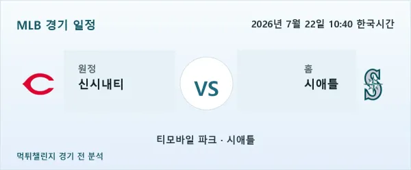 2026년 7월 22일 신시내티 vs 시애틀 MLB 경기 분석 이미지
