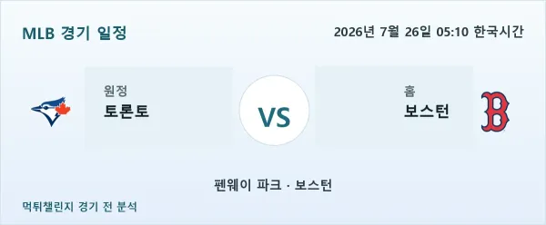 2026년 7월 26일 토론토 vs 보스턴 MLB 경기 분석 이미지