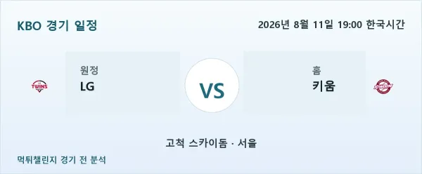 2026년 8월 11일 LG vs 키움 KBO 경기 분석 이미지