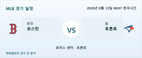 2026년 8월 12일 보스턴 vs 토론토 MLB 경기 분석 이미지