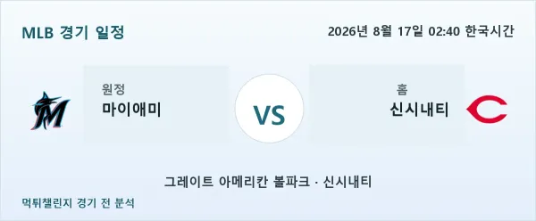 2026년 8월 17일 마이애미 vs 신시내티 MLB 경기 분석 이미지