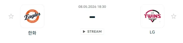 [2026년 5월 8일] KBO 한화 이글스 vs LG 트윈스 전력 비교