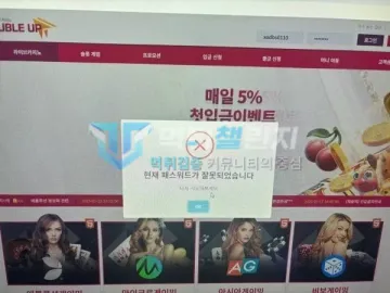 더블업카지노 먹튀 증거 - 로그인 화면 - 패스워드 잘못됨 팝업